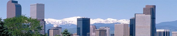 Colorado cityscape with mountains in the background